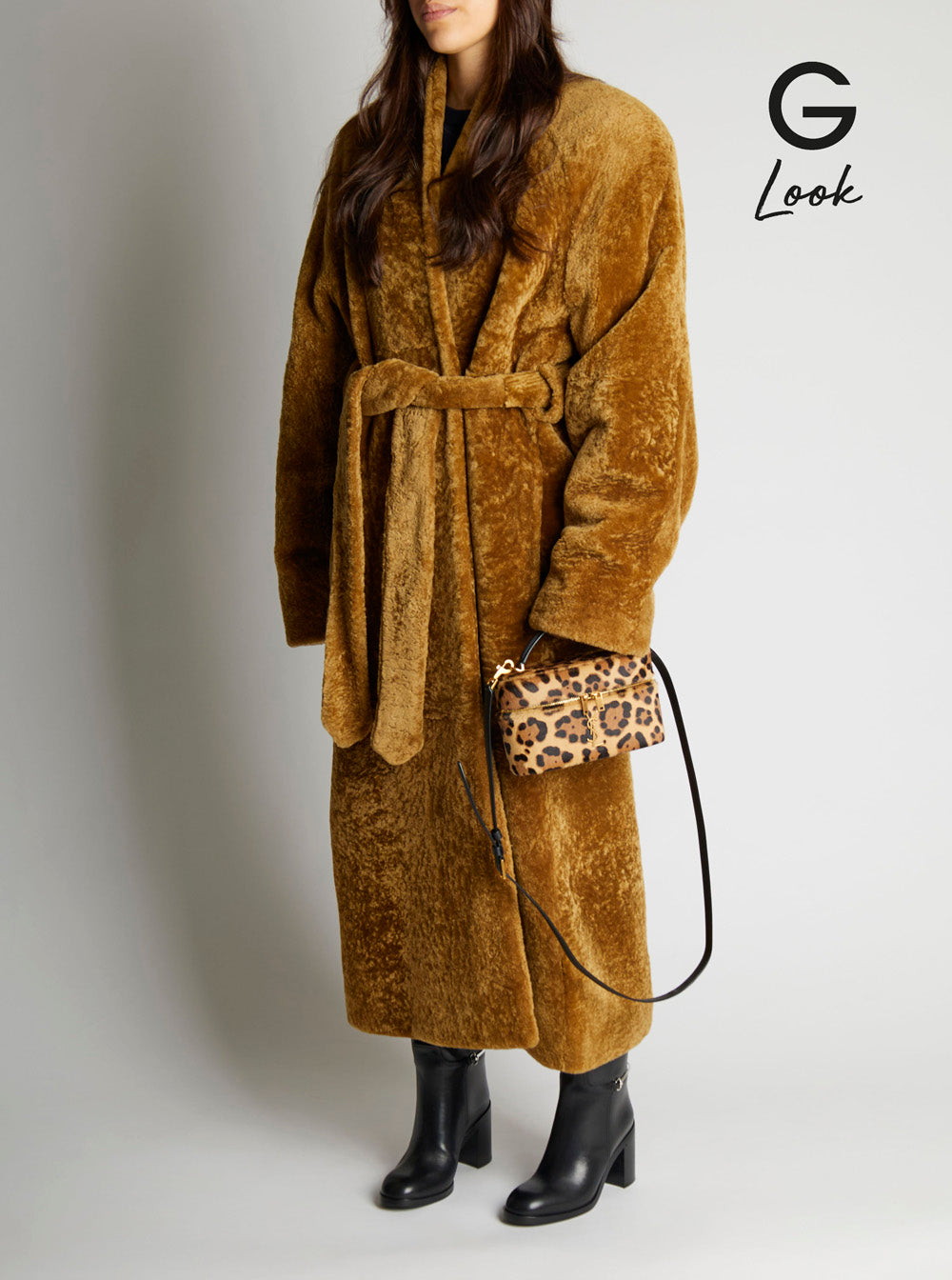 Saint Laurent Women 'Gaby Mini' Brown Bag With Cassandre Logo On The Front And All-Over Leopard Print In Pony Skin Woman SAINT LAURENT