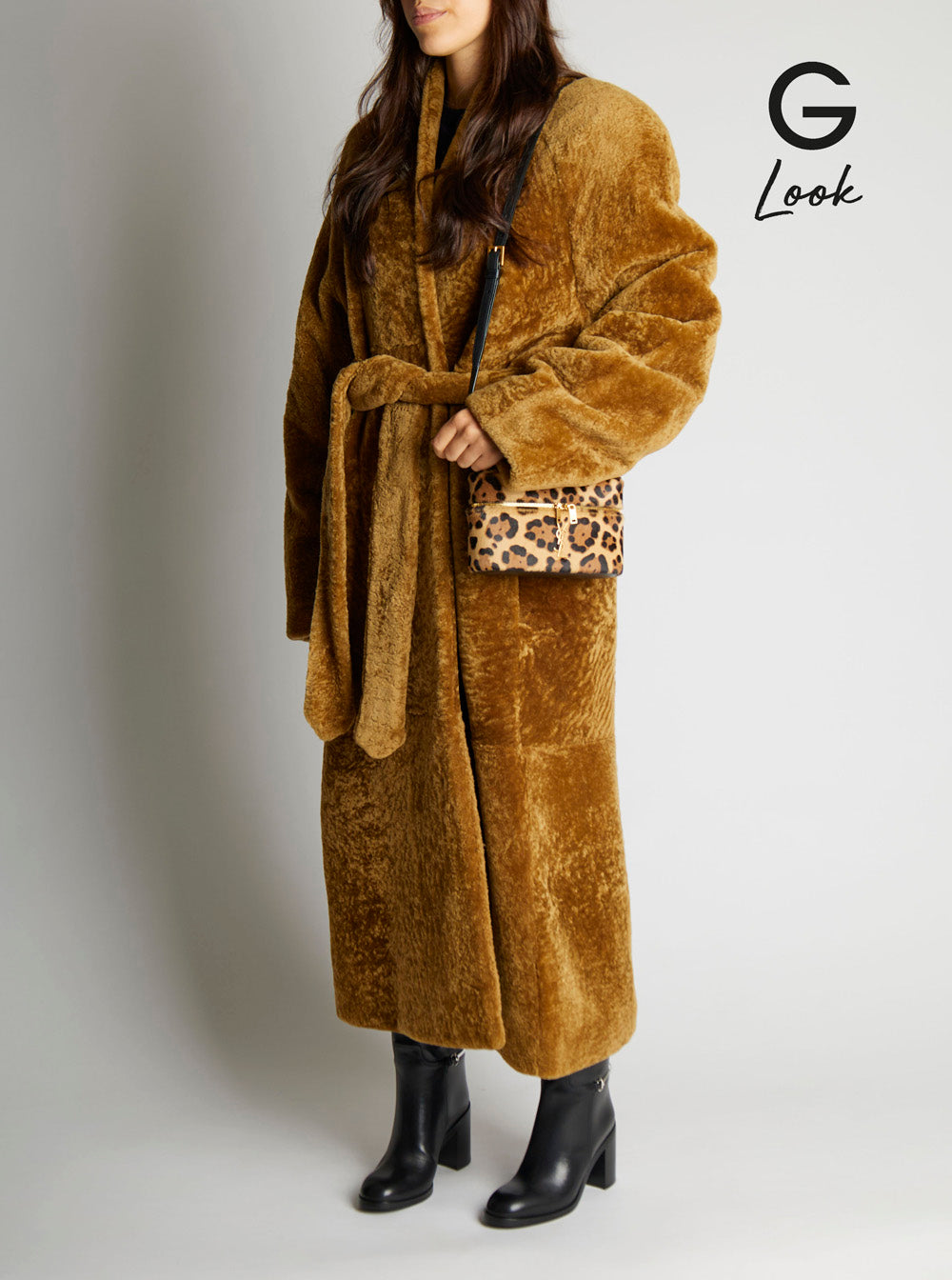 Saint Laurent Women 'Gaby Mini' Brown Bag With Cassandre Logo On The Front And All-Over Leopard Print In Pony Skin Woman SAINT LAURENT