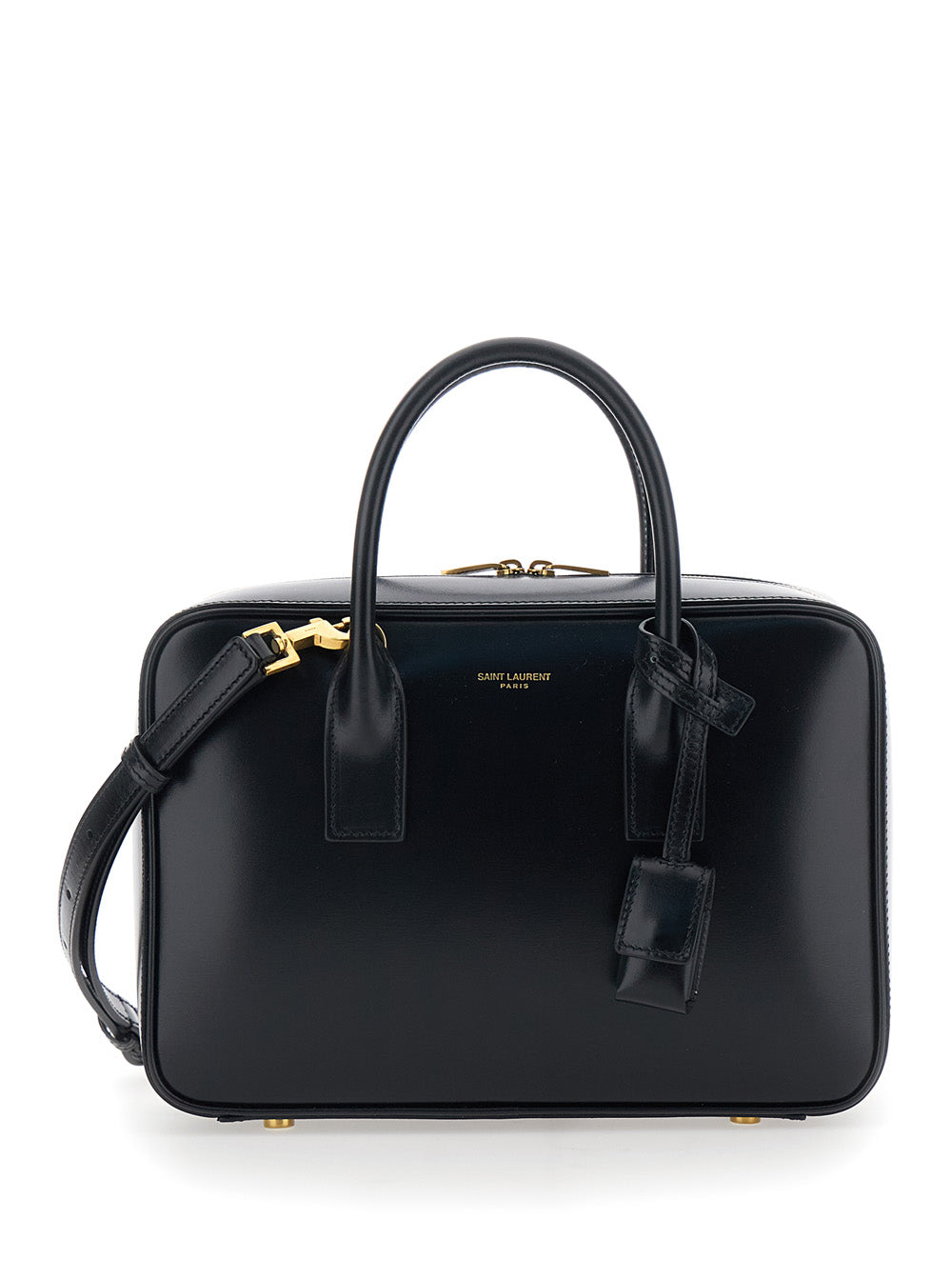 Saint Laurent Women 'Sac De Jour' Black Handbag With Logo Lettering And Pendant Padlock Detail In Leather Woman SAINT LAURENT