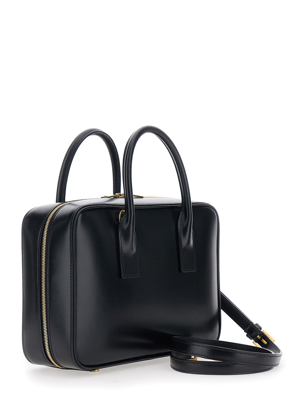 Saint Laurent Women 'Sac De Jour' Black Handbag With Logo Lettering And Pendant Padlock Detail In Leather Woman SAINT LAURENT