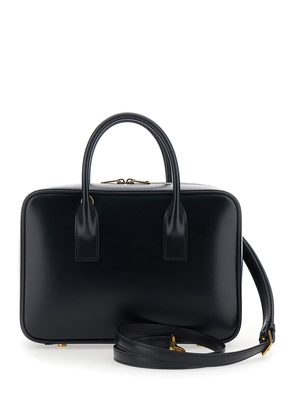 Saint Laurent Women 'Sac De Jour' Black Handbag With Logo Lettering And Pendant Padlock Detail In Leather Woman SAINT LAURENT