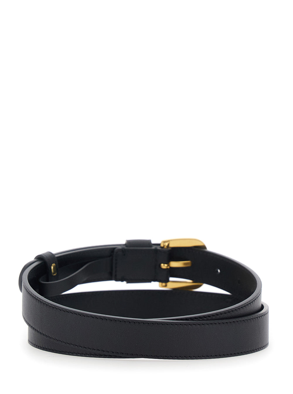 Valentino Garavani Men Black Belt With Front Buckle Closure And Vlogo Plaque On The Loop In Leather Man VALENTINO GARAVANI