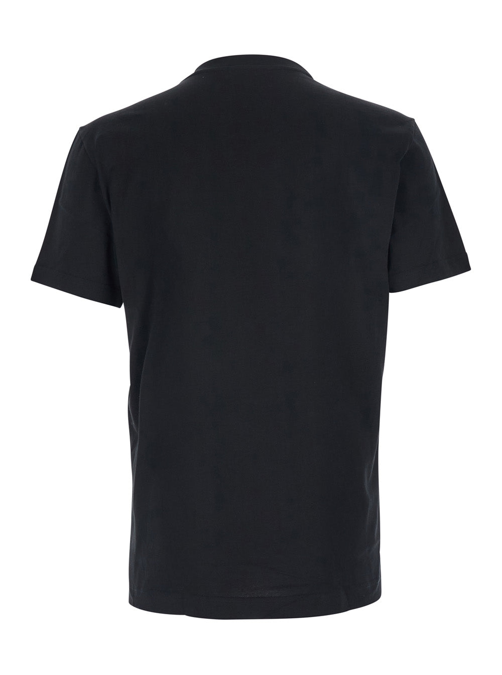 Dolce & Gabbana Men Black Crewneck T-Shirt With Logo Embroidery On The Front In Cotton Man DOLCE & GABBANA