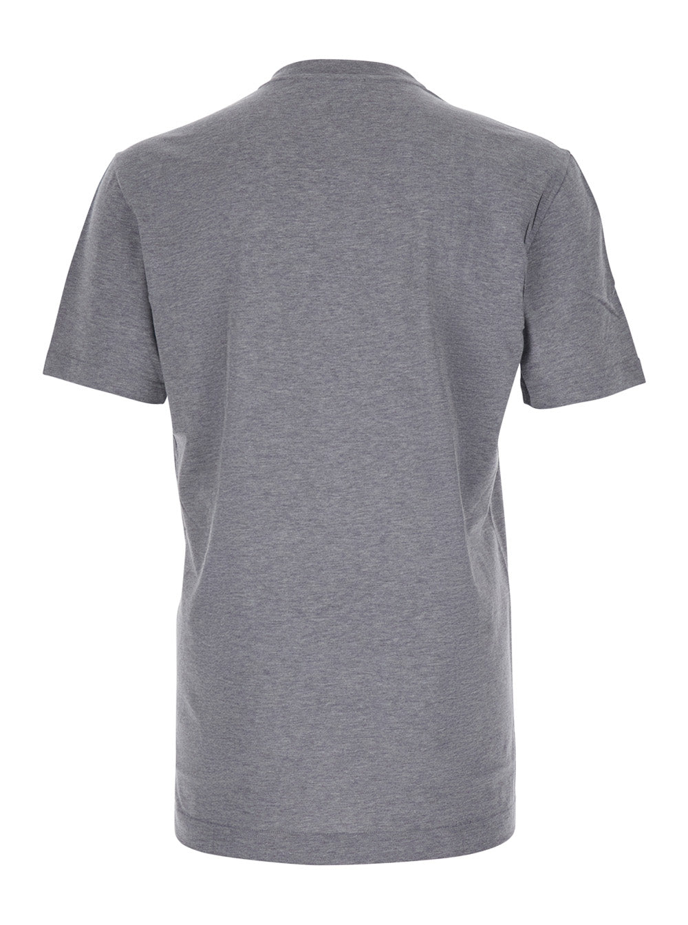 Dolce & Gabbana Men Grey Crewneck T-Shirt With Logo Embroidery On The Front In Cotton Man DOLCE & GABBANA