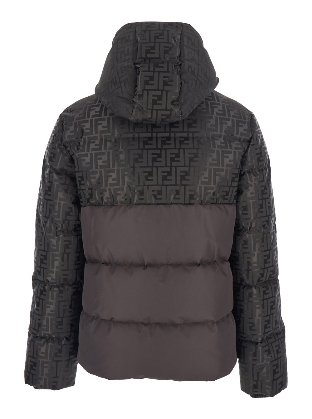 Fendi Women Brown Down Jacket With Drawstring Hood And Ff Motif In Tech Fabric Woman FENDI