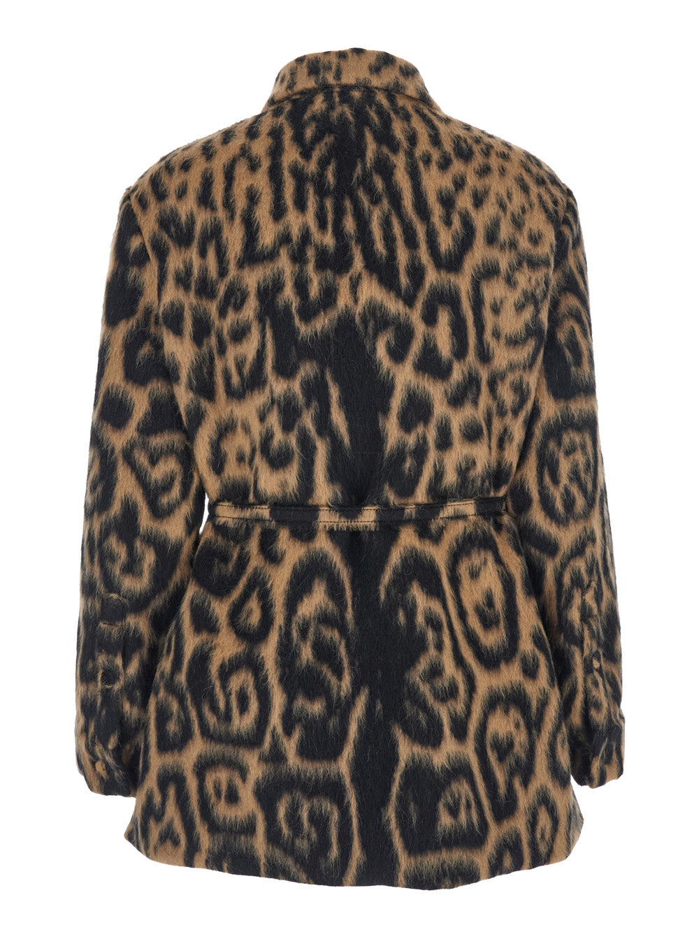Fendi Women Multicolor Coat With Ff Buckled Belt On The Front And All-Over Leopard Motif In Wool Blend Woman FENDI