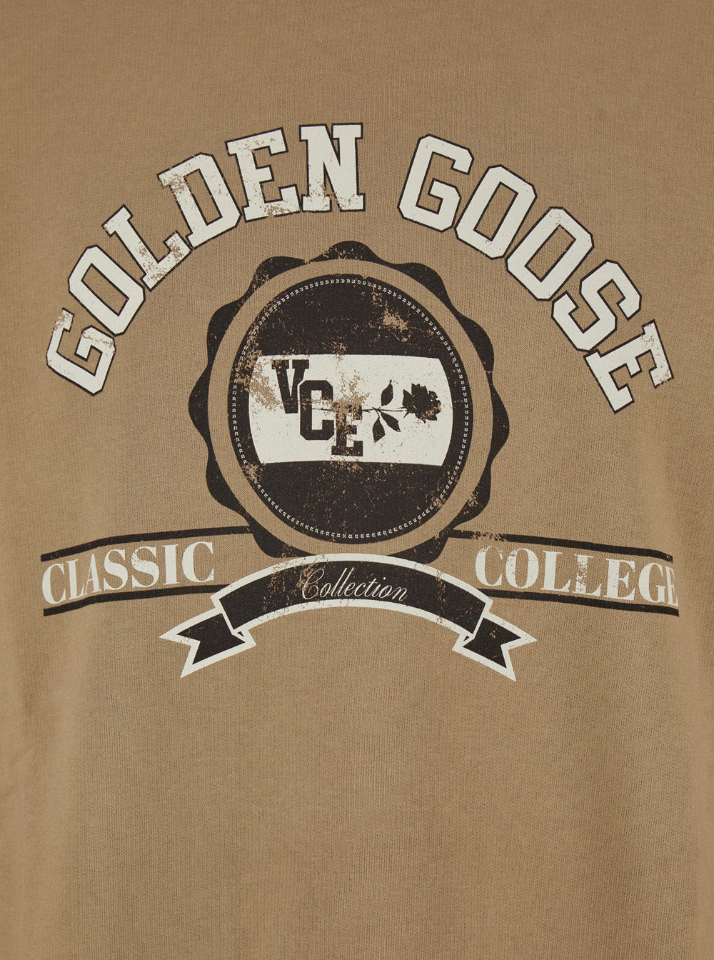 Golden Goose Men Beige Crewneck Sweatshirt With Maxi Print On The Front In Cotton Man GOLDEN GOOSE