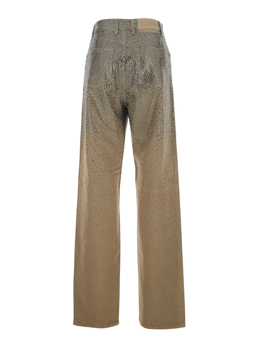 Golden Goose Women Beige Pants With Faded Crystal Embellishment And Belt Loops In Cotton Blend Woman GOLDEN GOOSE