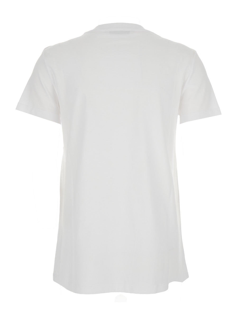 Max Mara Women White Crewneck T-Shirt With Tonal Logo On The Front In Cotton Woman MAX MARA