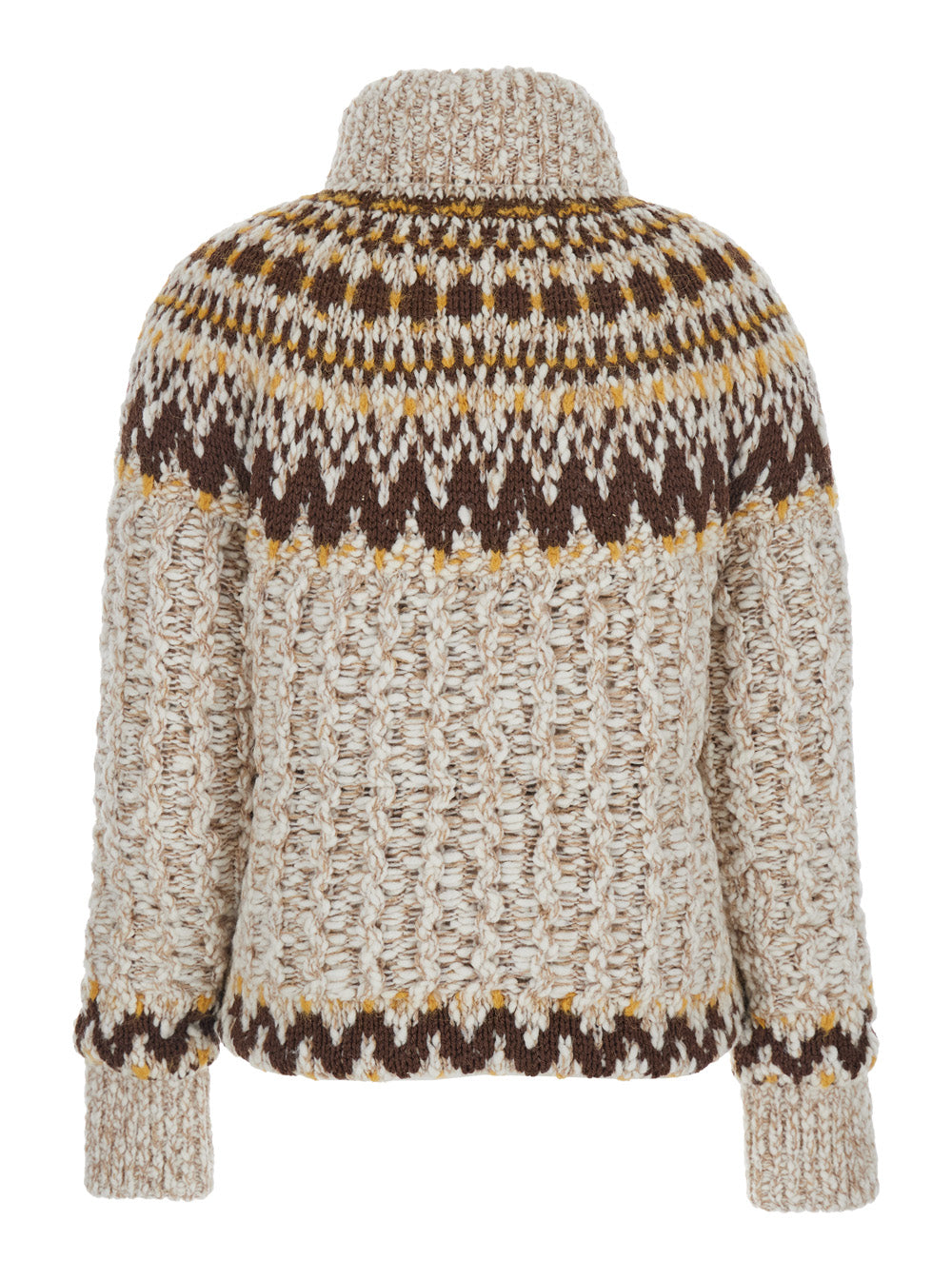 Moncler Grenoble Women Beige Jacket With Geometric Motif And Ribbed Trims In Wool Blend Woman MONCLER GRENOBLE