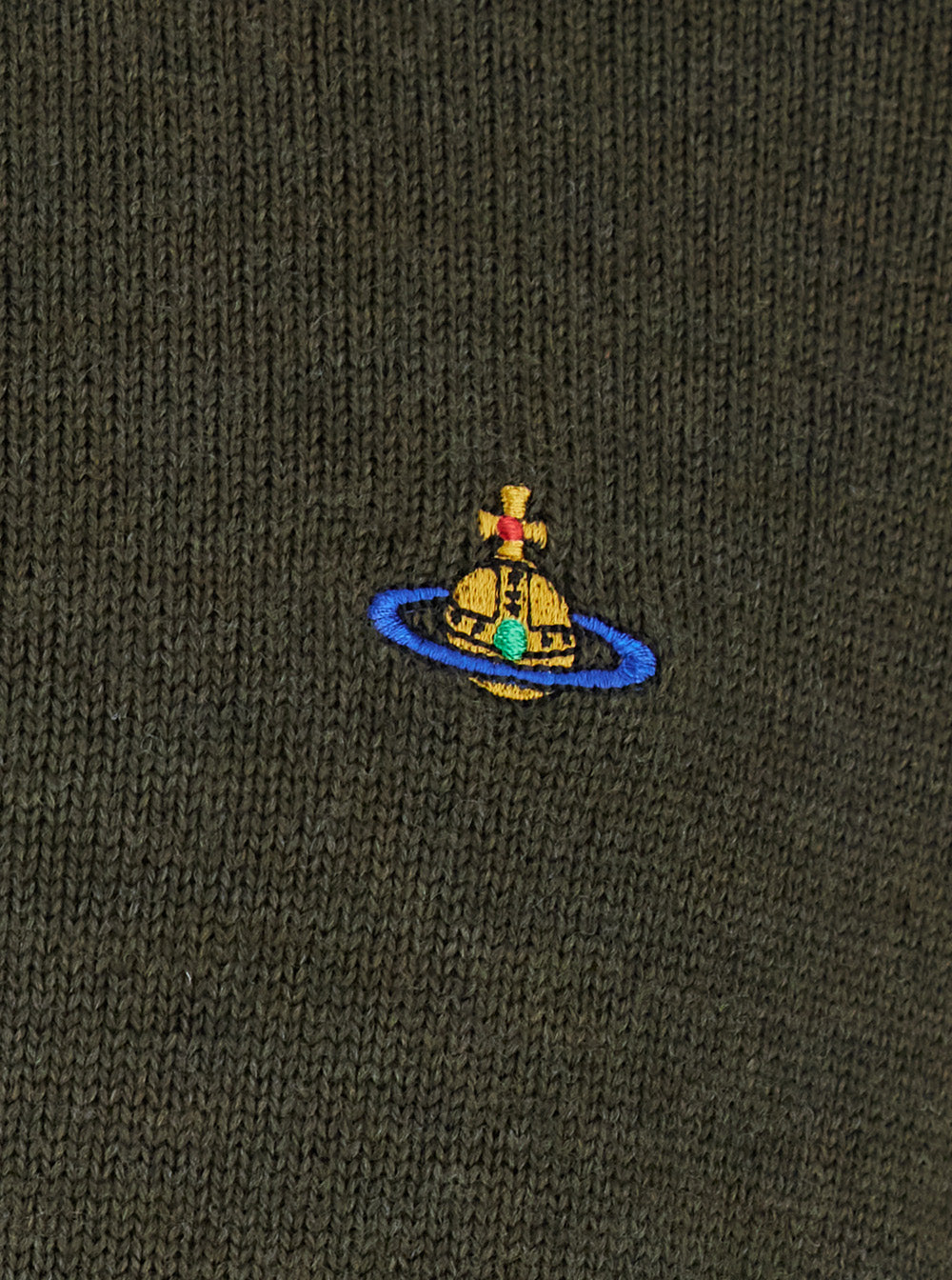 Vivienne Westwood Men Green Crew Neck Sweater With Orb Logo Embroidered On The Front In Wool Blend Man VIVIENNE WESTWOOD
