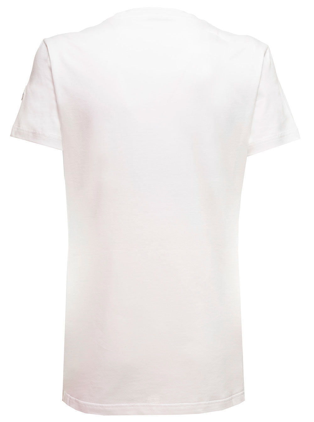 Moncler Women White T-Shirt In Jersey With Logo Patch On The Sleeve Moncler Woman MONCLER