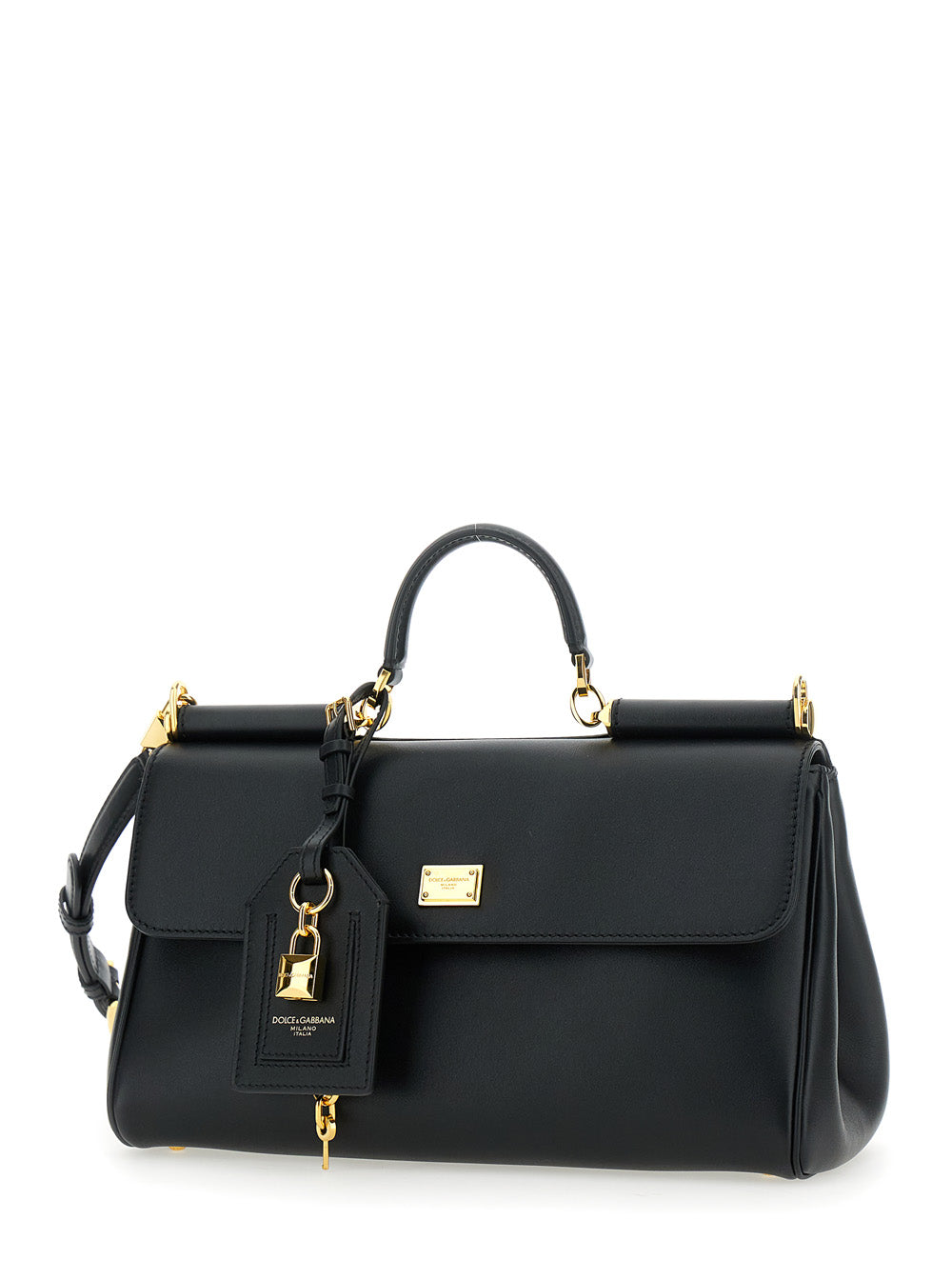 Dolce & Gabbana Women Black Handbag With Padlock Detail And Adjustable And Removable Shoulder Strap In Leather Woman DOLCE & GABBANA