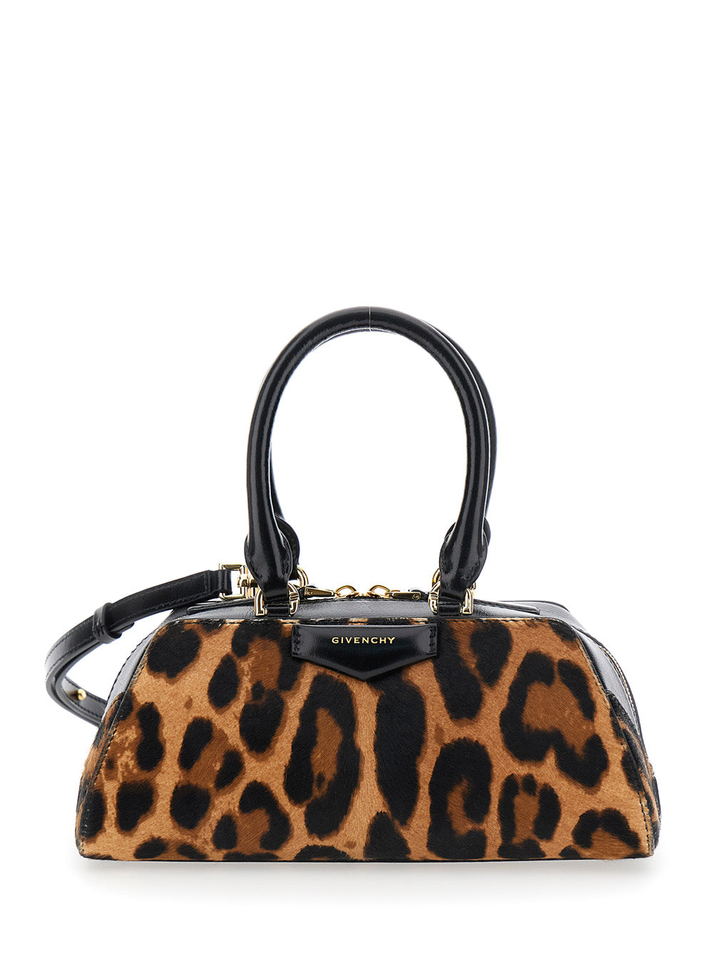 Givenchy Women 'Antigona East West' Brown Mini Handbag With Animalier Print And Logo Lettering On The Front In Leather Woman GIVENCHY