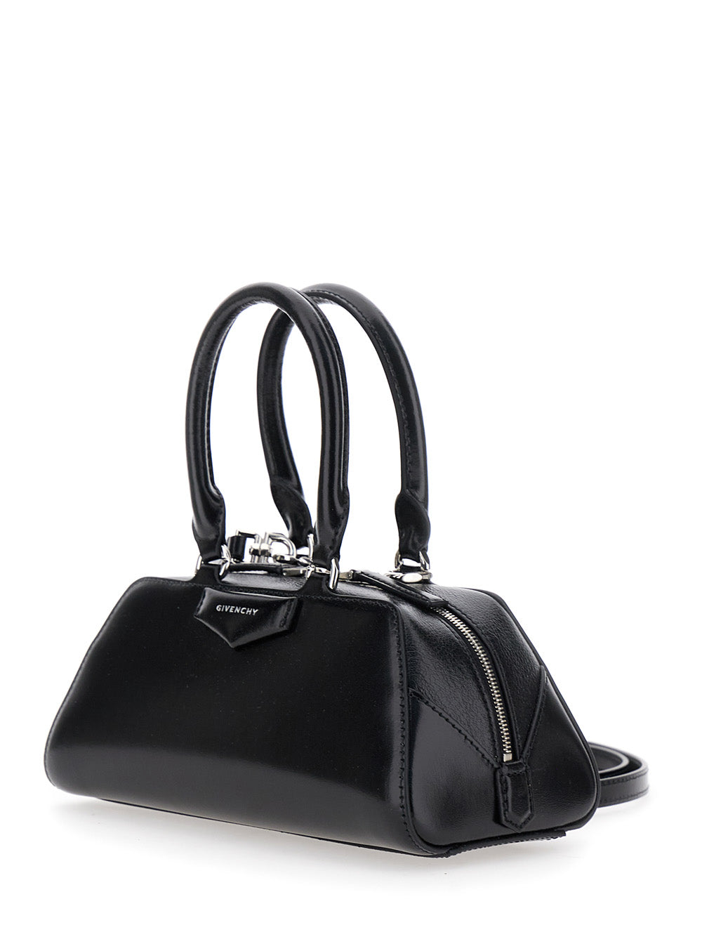 Givenchy Women 'Antigona East West' Black Mini Handbag With Adjustable And Removable Shoulder Strap And Logo Lettering On The Front In Leather Woman GIVENCHY