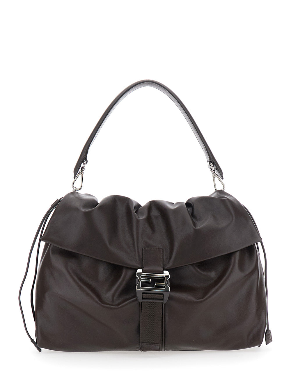 Fendi Men 'Mama Baguette Large' Brown Shoulder Bag With Ff Closure On The Front In Leather Woman FENDI