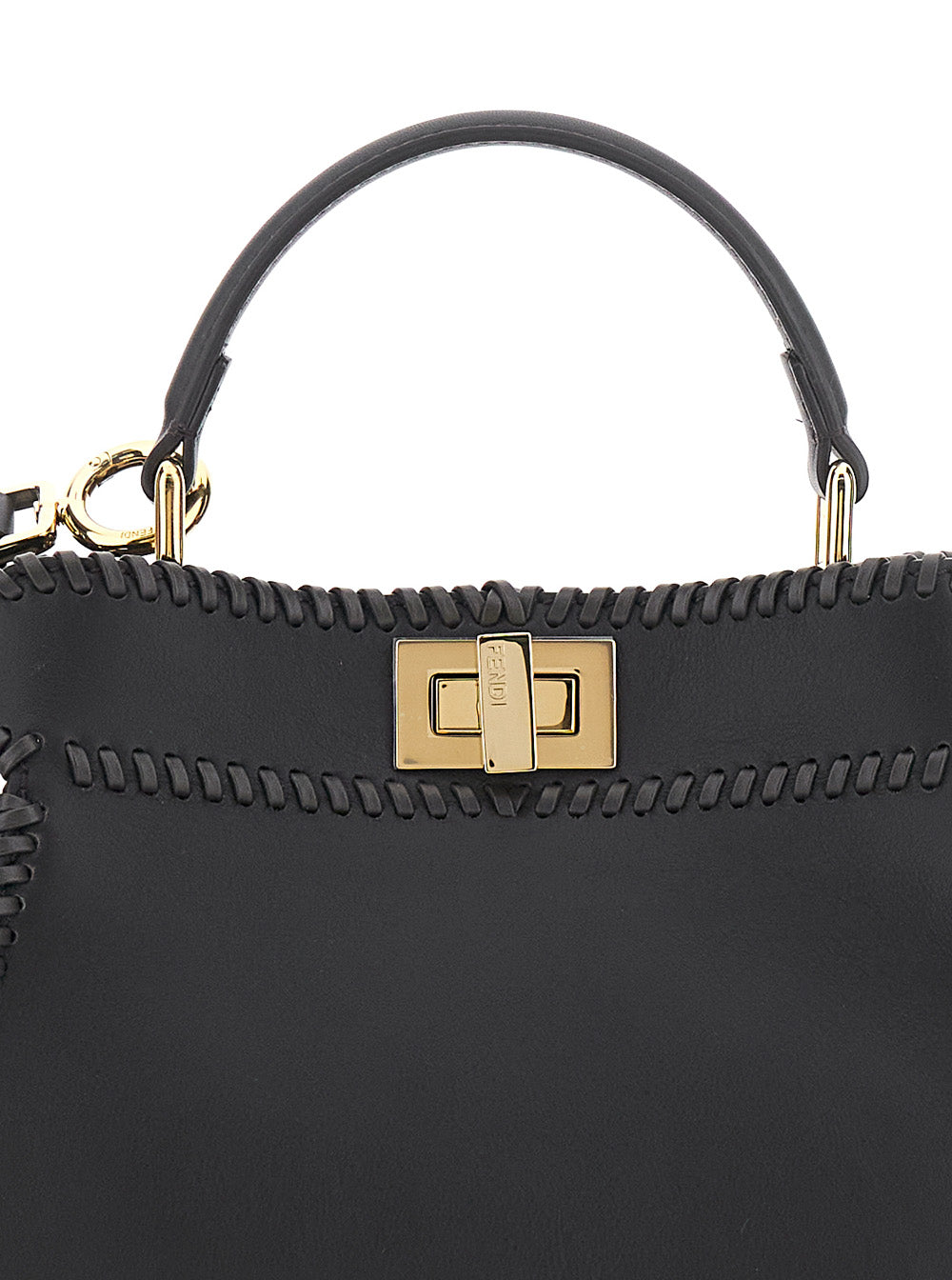 Fendi Women 'Mini Peekaboo' Black Handbag With Twist Lock In Leather Woman FENDI