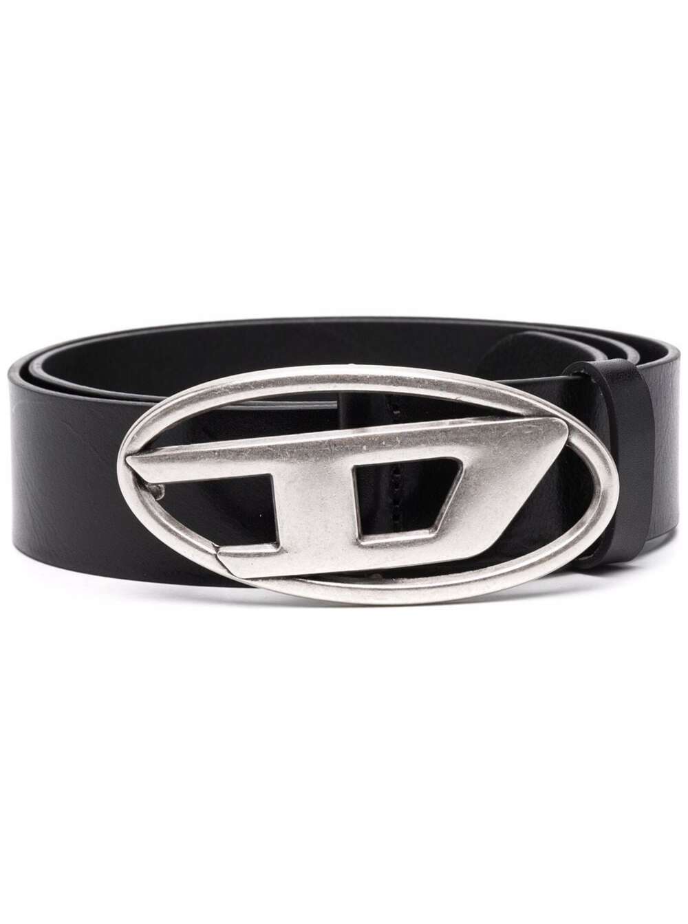 Diesel Men Black Belt With Oval D Logo Buckle In Leather Man DIESEL