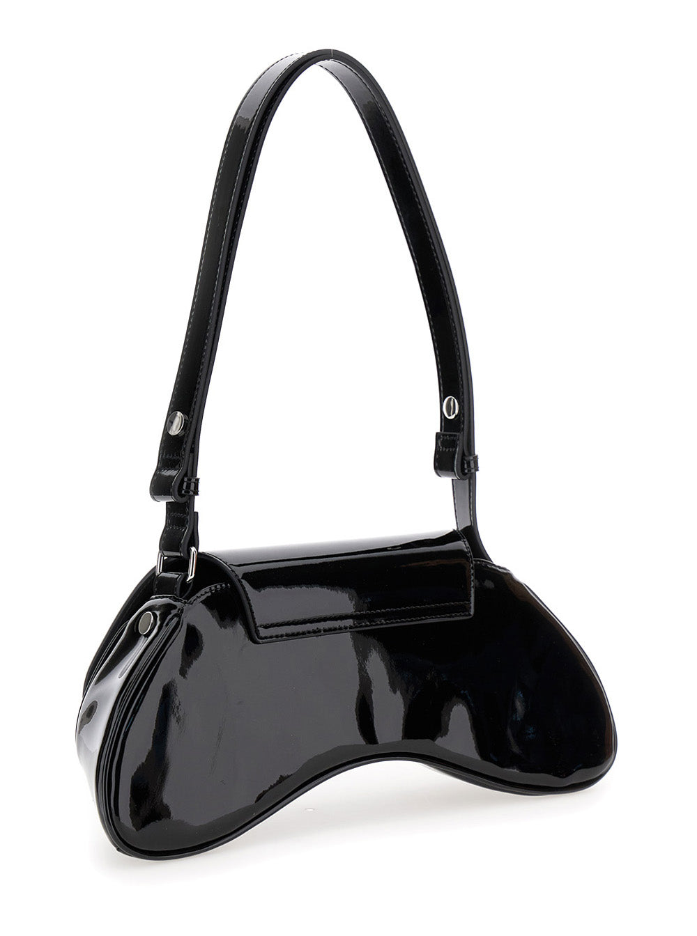 Diesel Women 'Play' Black Shoulder Bag With Logo Plate In Tech Fabric Woman DIESEL