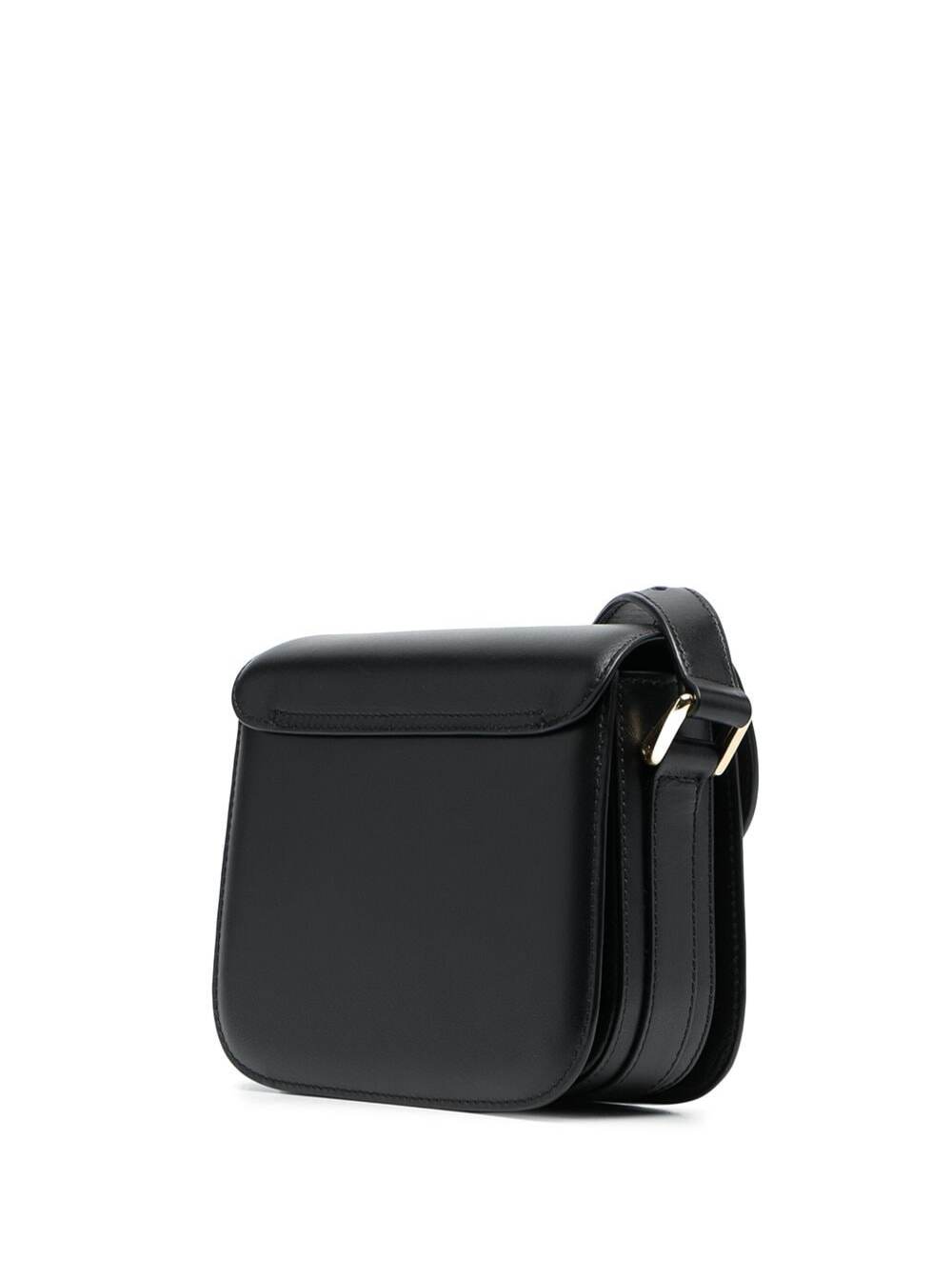 A.P.C. Women 'Grace' Black Mini Crossbody Bag With Adjustable Shoulder Strap And Embossed Logo Lettering On The Front In Leather Woman A.P.C.