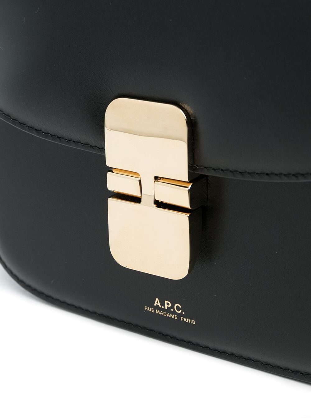 A.P.C. Women 'Grace' Black Mini Crossbody Bag With Adjustable Shoulder Strap And Embossed Logo Lettering On The Front In Leather Woman A.P.C.