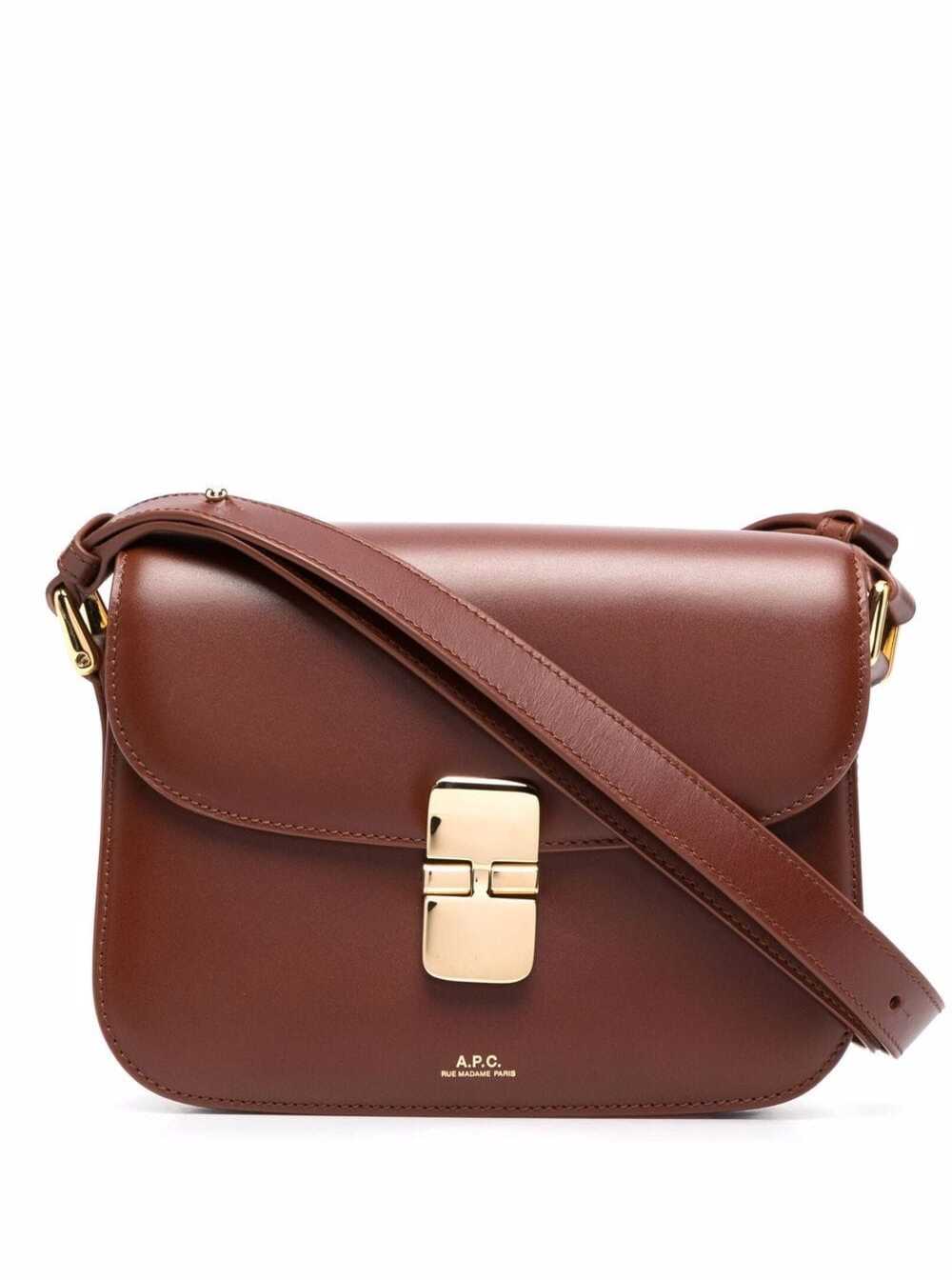 A.P.C. Women 'Grance' Brown Small Crossbody Bag Wirh Embossed Logo Lettering On The Front And Adjustable Shoulder Strap In Leather Woman A.P.C.
