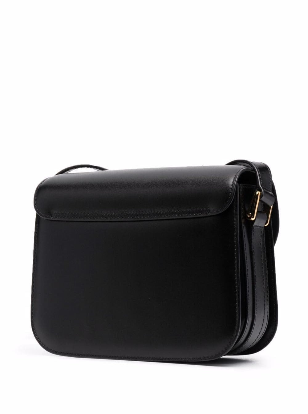 A.P.C. Women 'Grance' Black Small Crossbody Bag Wirh Embossed Logo Lettering On The Front And Adjustable Shoulder Strap In Leather Woman A.P.C.