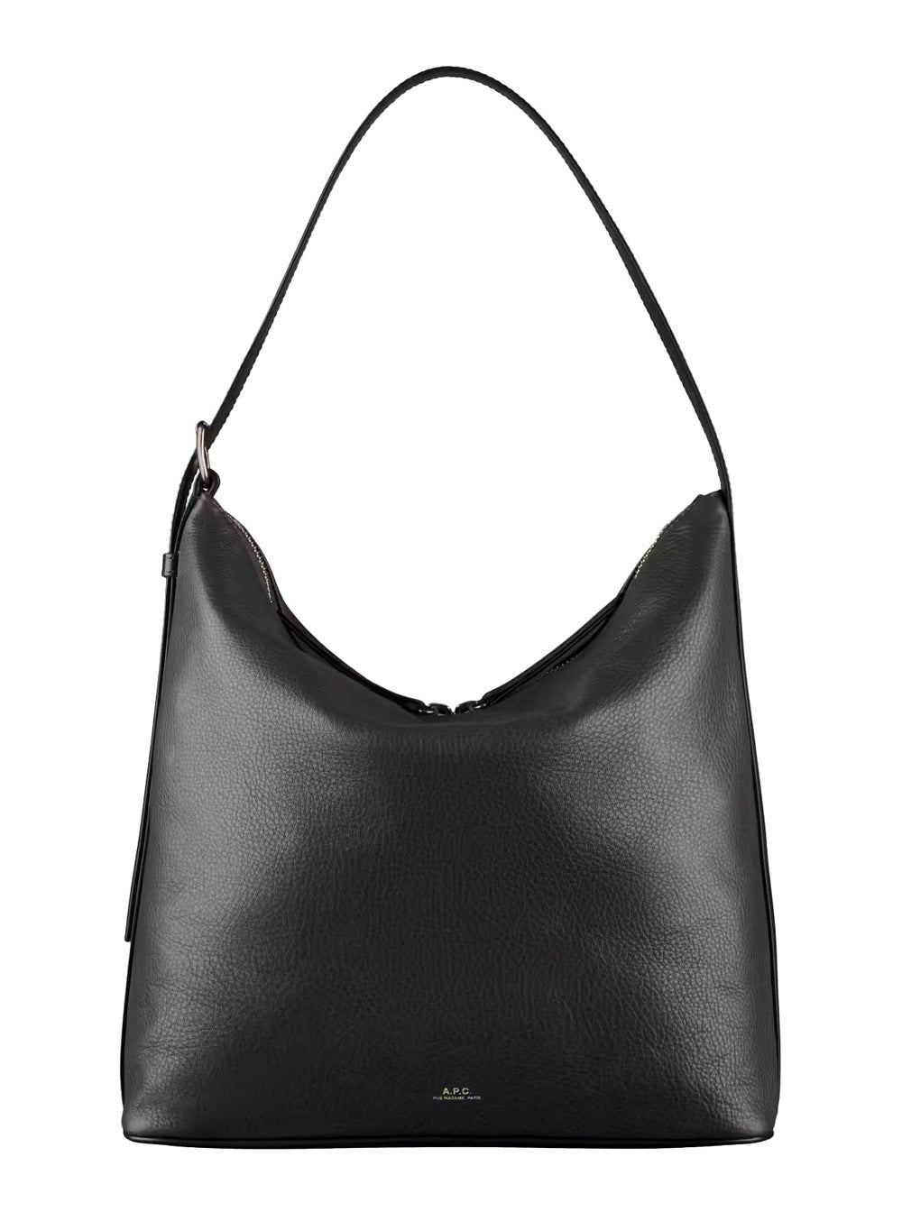 A.P.C. Women 'Vera' Black Shoulder Bag With Impressed Logo Lettering On The Front And Adjustable Strap In Leather Woman