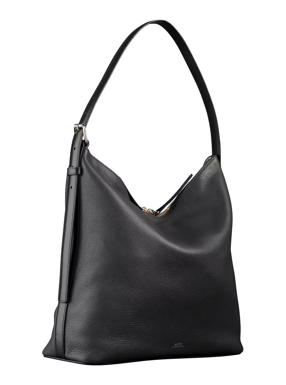A.P.C. Women 'Vera' Black Shoulder Bag With Impressed Logo Lettering On The Front And Adjustable Strap In Leather Woman