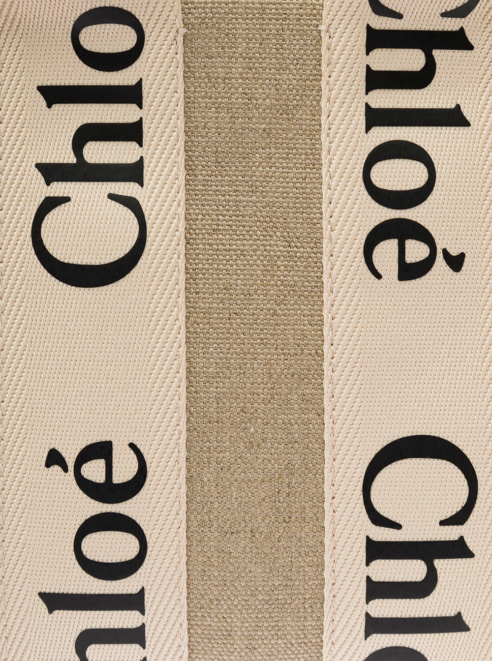 Chloé Women Tote Bag 'Woody' With Leather And Linen Strap In Beige For Women CHLOE
