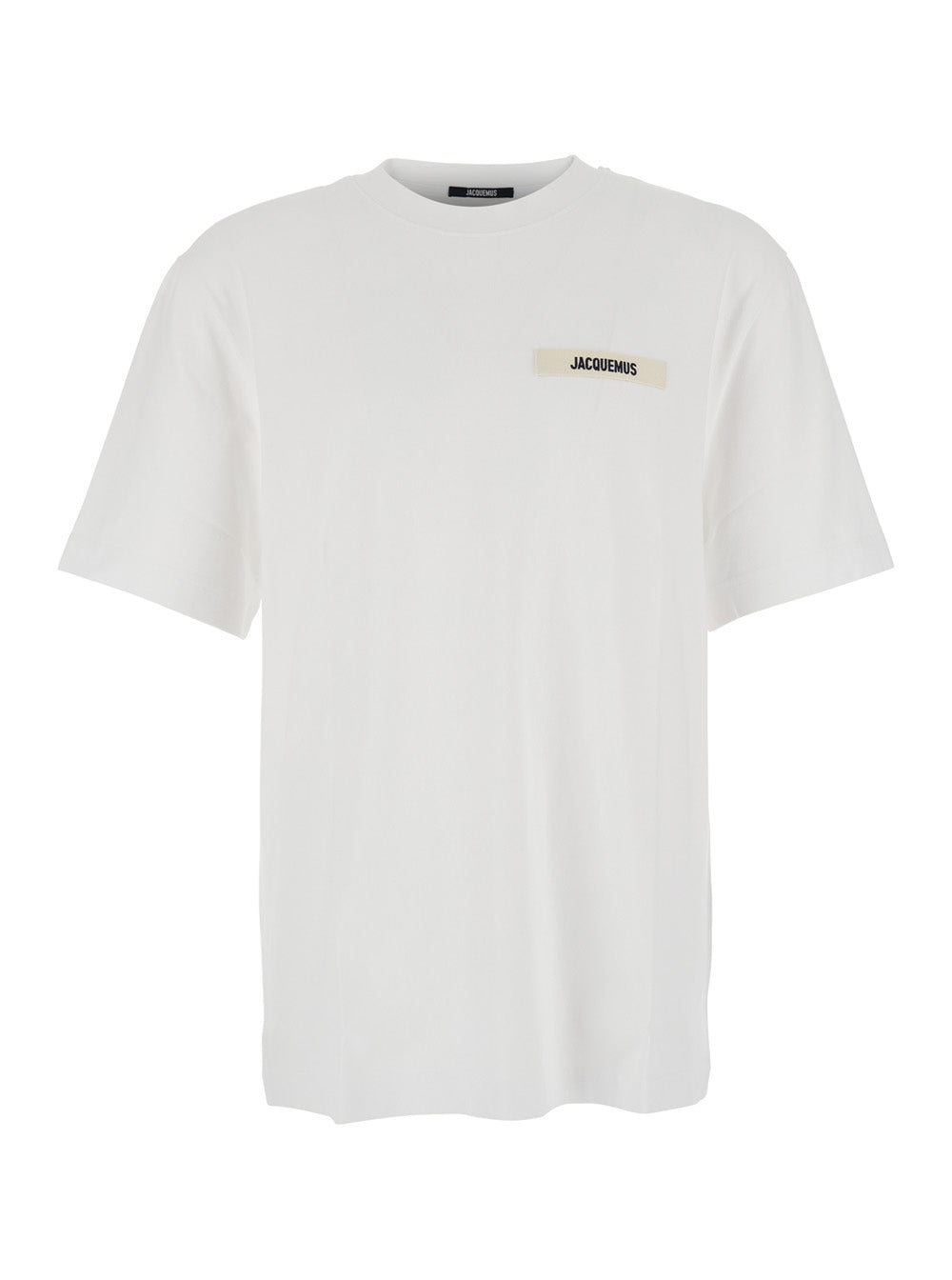 Jacquemus Men 'Le T-Shirt Gros Grain' White T-Shirt With Logo Patch On The Front In Cotton Man JACQUEMUS
