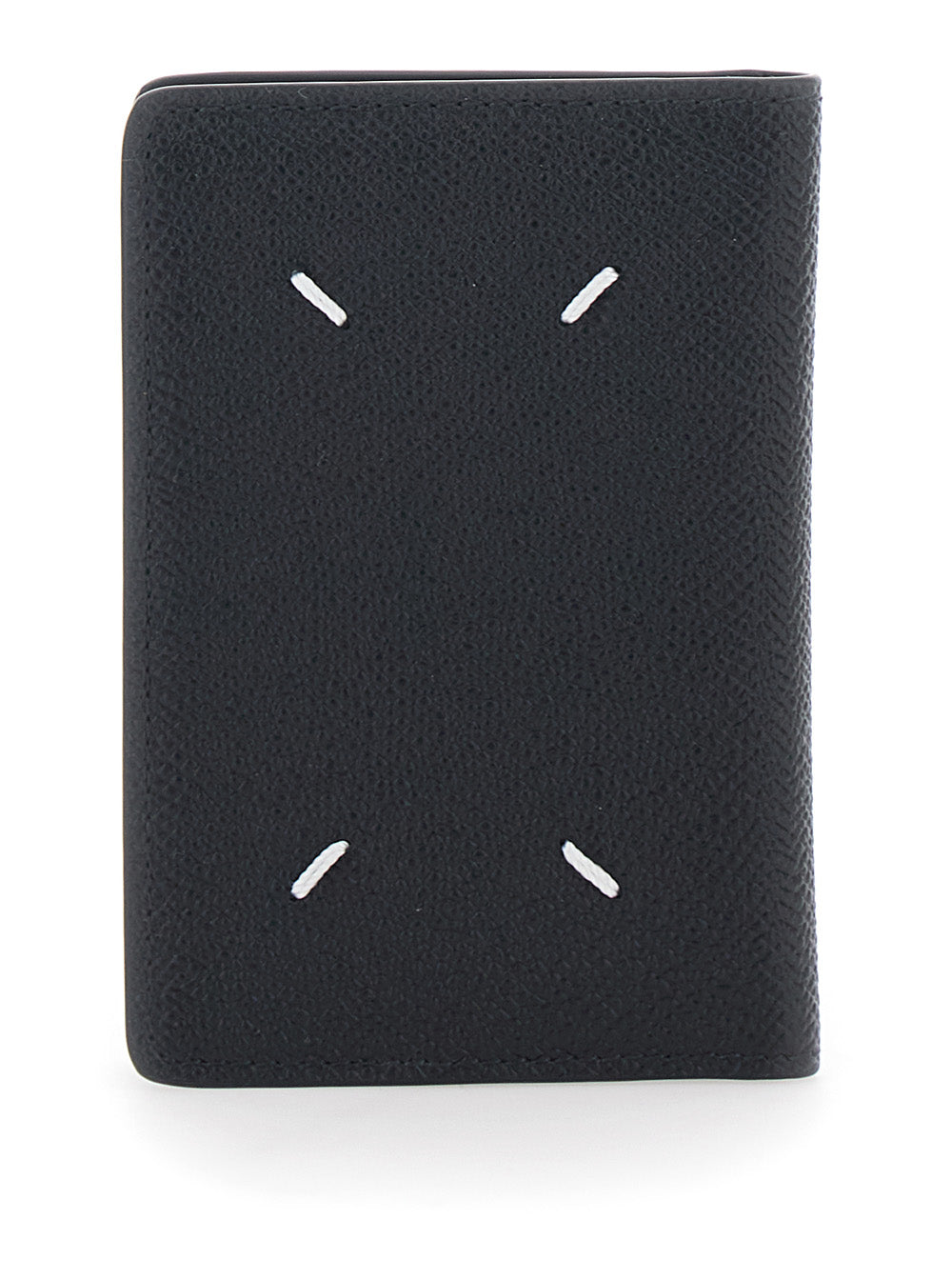 Maison Margiela Women Black Wallet With Four Stitches On The Back And Logo Lettering Embossed Inside In Leather Women MAISON MARGIELA