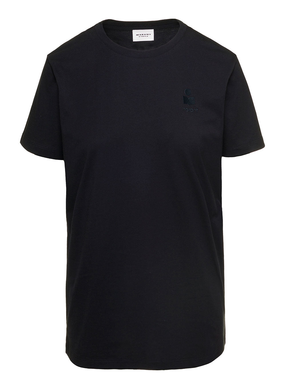Isabel Marant Etoile Women Black Crewneck T-Shirt With Logo Embroidery In Cotton Woman Isabel Marant Etoile ISABEL MARANT ETOILE