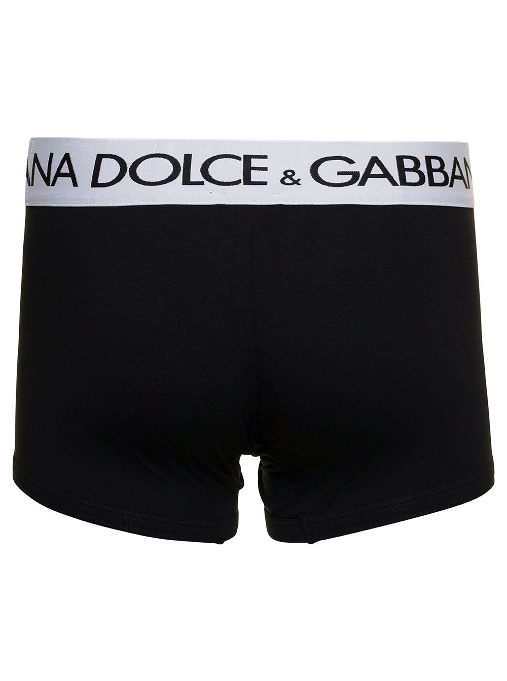 Dolce & Gabbana Men Black Boxer Briefs With Branded Waistband In Stretch Cotton Man DOLCE & GABBANA