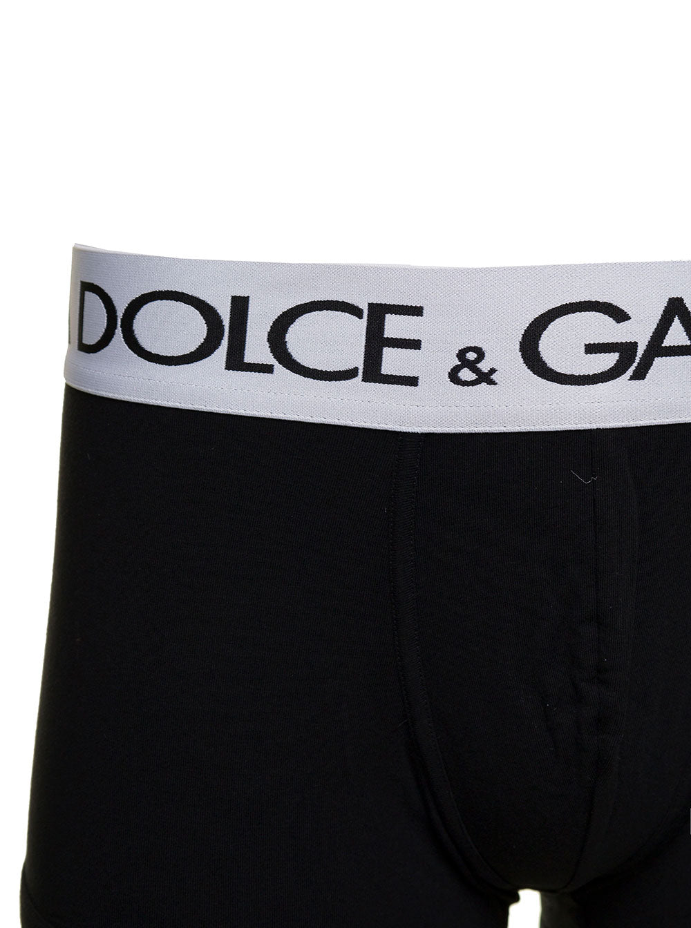Dolce & Gabbana Men Black Boxer Briefs With Branded Waistband In Stretch Cotton Man DOLCE & GABBANA
