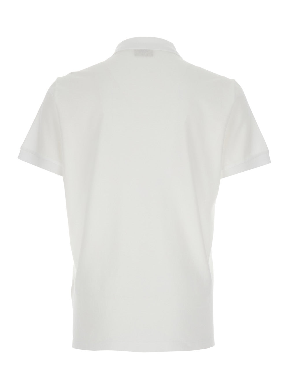 Fendi Men White Polo Shirt With Classic Collar And Metallic Ff Plaque On The Front In Cotton Woman FENDI