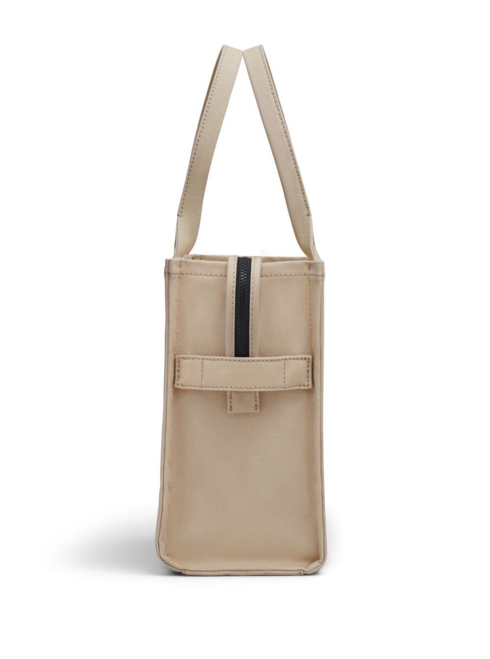 Marc Jacobs Women 'The Large Tote' Beige Shoulder Bag With Contrasting Logo Print In Cotton Black Woman MARC JACOBS