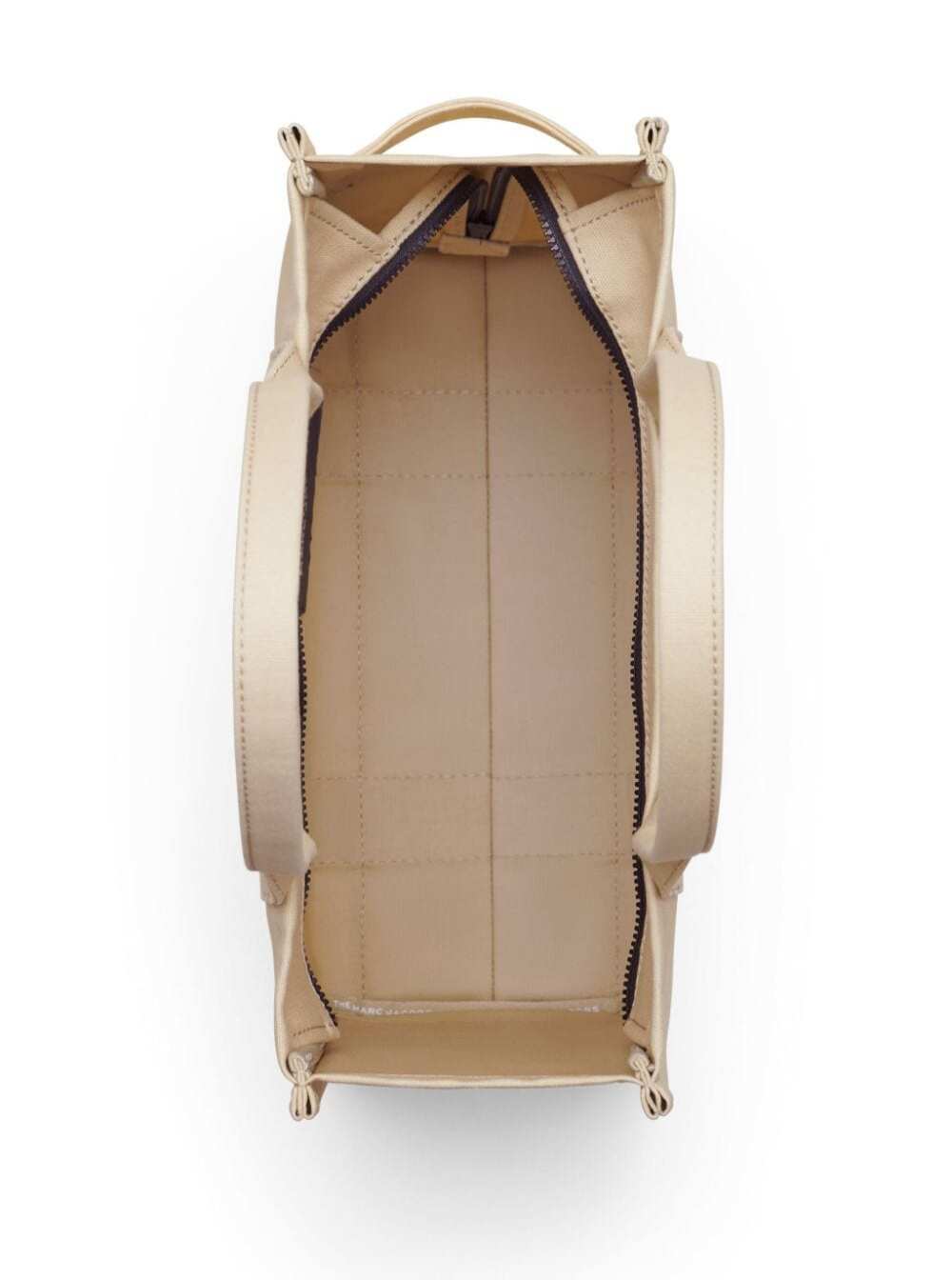 Marc Jacobs Women 'The Large Tote' Beige Shoulder Bag With Contrasting Logo Print In Cotton Black Woman MARC JACOBS