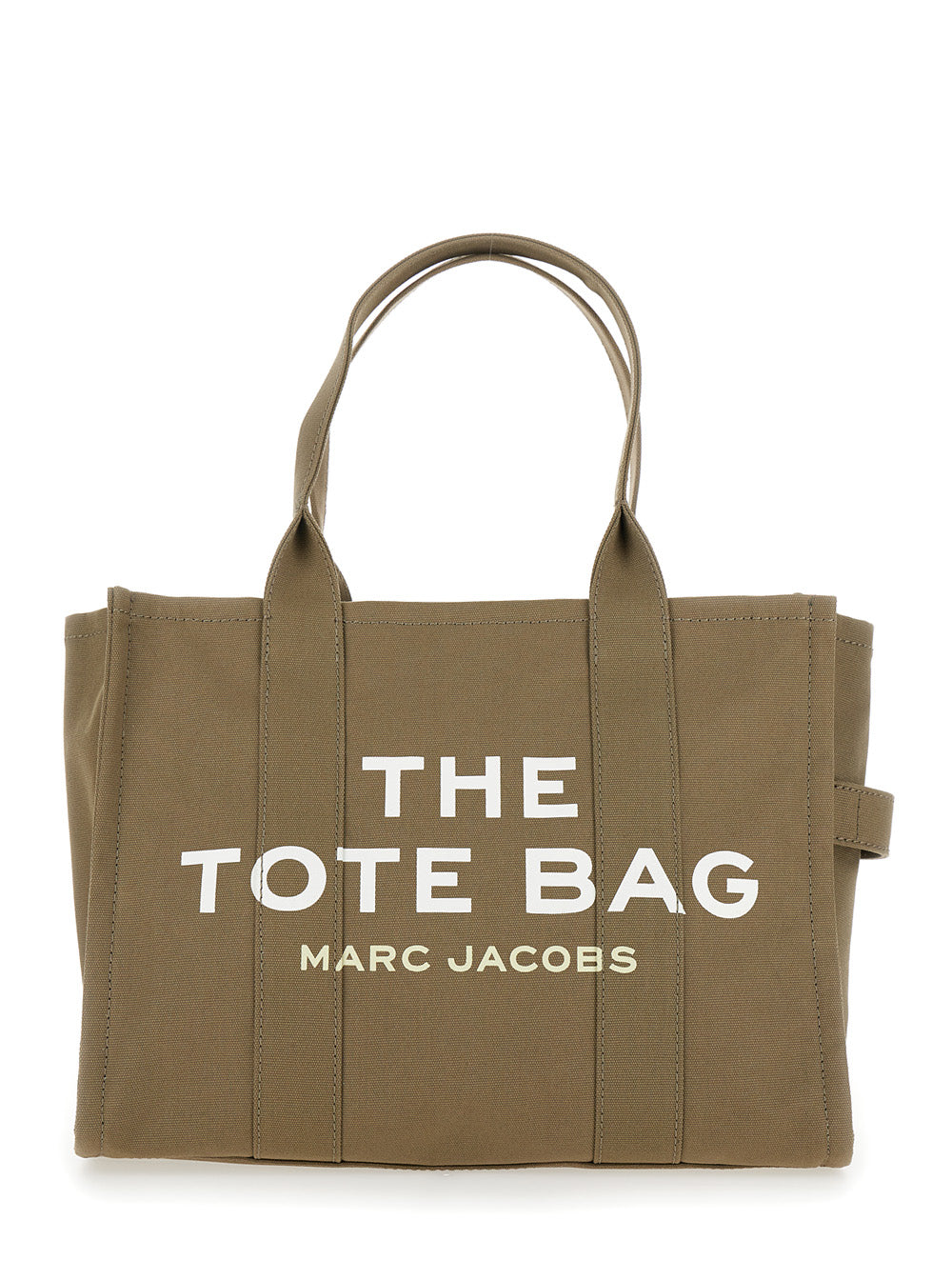 Marc Jacobs Women 'The Large Tote' Green Tote Bag With Contrasting Logo Print In Cotton Black Woman MARC JACOBS