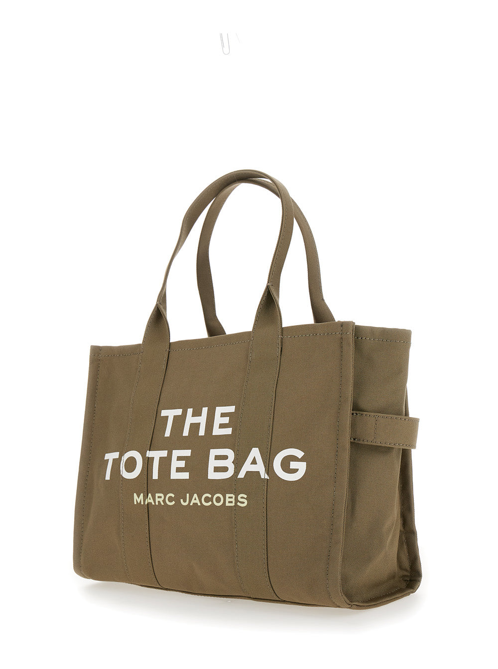 Marc Jacobs Women 'The Large Tote' Green Tote Bag With Contrasting Logo Print In Cotton Black Woman MARC JACOBS
