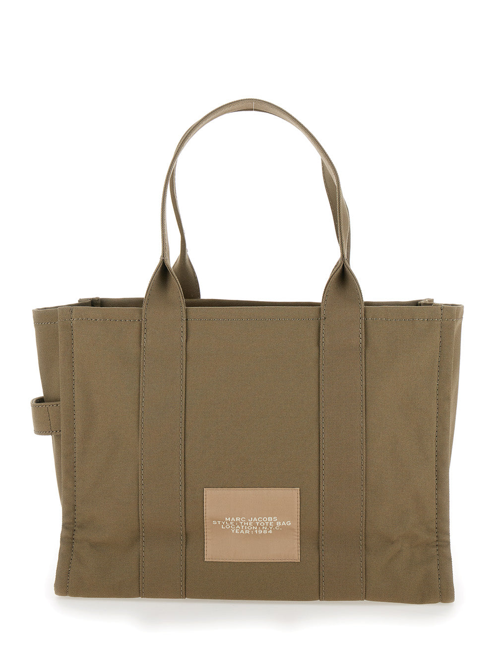Marc Jacobs Women 'The Large Tote' Green Tote Bag With Contrasting Logo Print In Cotton Black Woman MARC JACOBS