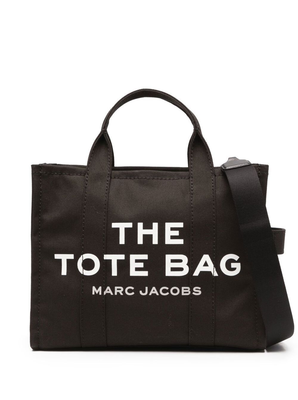 Marc Jacobs Women 'The Medium Tote' Black Tote Bag With Contrasting Logo Lettering On The Front In Cotton Woman MARC JACOBS