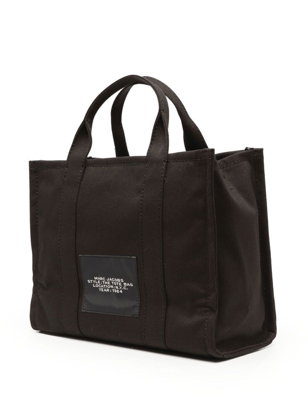 Marc Jacobs Women 'The Medium Tote' Black Tote Bag With Contrasting Logo Lettering On The Front In Cotton Woman MARC JACOBS