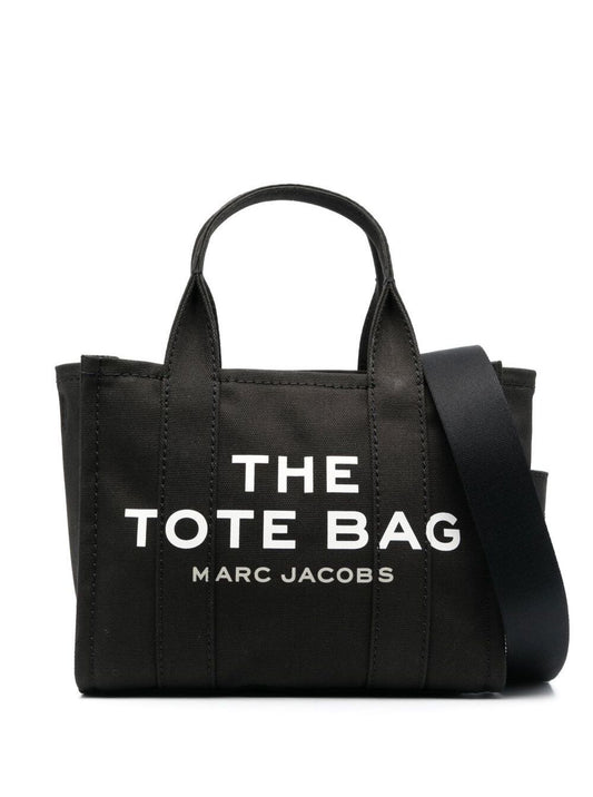 Marc Jacobs Women 'The Small Tote' Black Handbag With Logo Lettering On The Front In Cotton Woman MARC JACOBS