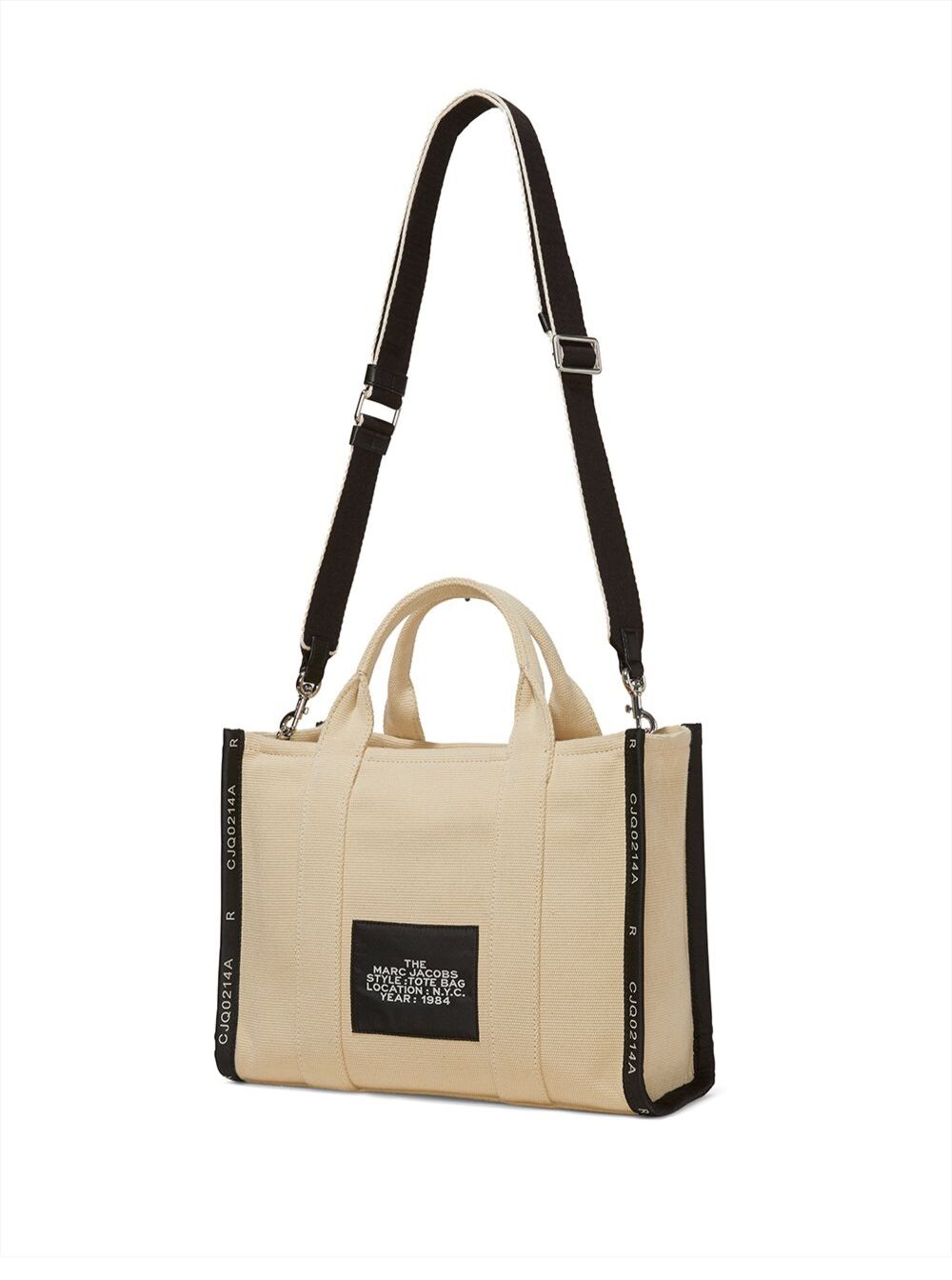 Marc Jacobs Women 'Small Tote' Beige Tote With Contrasting Logo Embroidery In Cotton And Polyester Woman Marc Jacobs MARC JACOBS