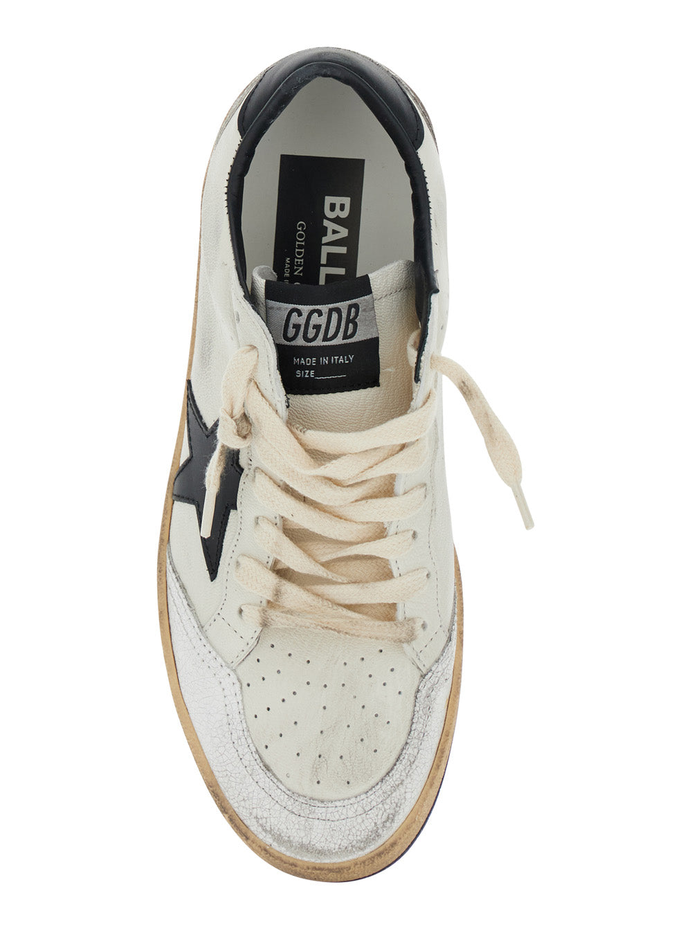 Golden Goose Women Sneaker 'Ballstar' Low Top With Star Patch On The Side And Contrast Heel With White And Black Leather Writing For Women GOLDEN GOOSE