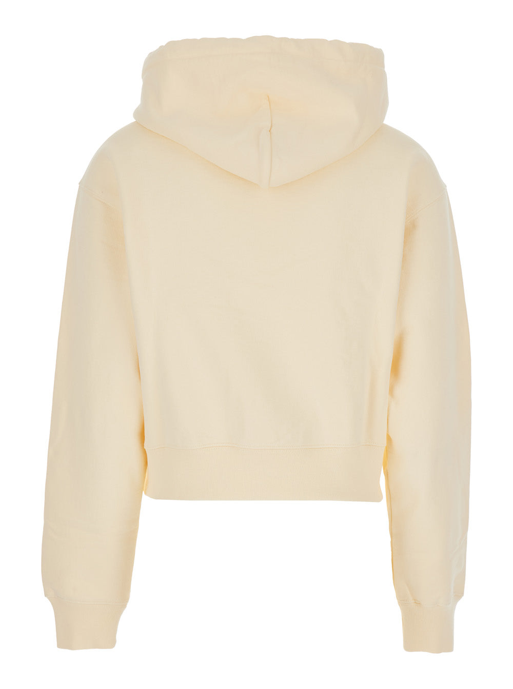 Jacquemus Women 'Le Hoodie Gros Grain' Beige Cropped Hoodie With Drawstring Hood And Logo Patch On Front In Cotton For Women JACQUEMUS