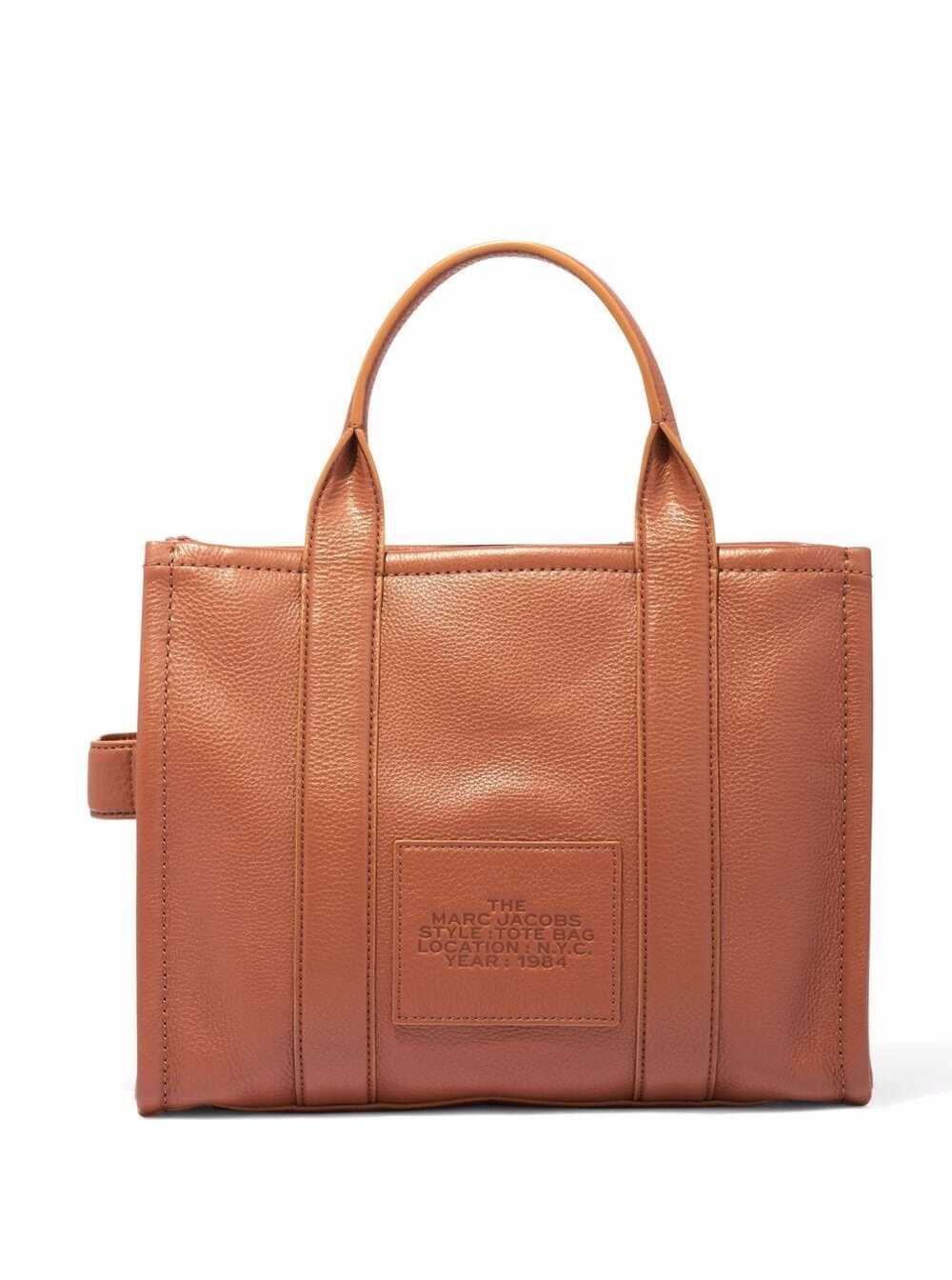 Marc Jacobs Women 'The Tote Bag Medium' Brown Shoulder Bag With Logo In Grainy Leather Woman Marc Jacobs MARC JACOBS
