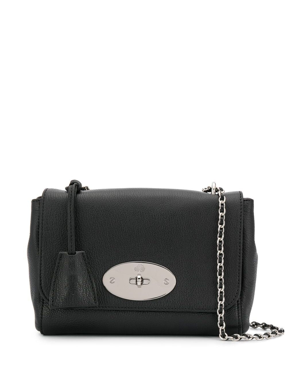 Mulberry Women 'Lily' Black Crossbody Bag With Turn-Lock Closure And Chain-Link Sliding Shoulder Strap In Leather Woman MULBERRY