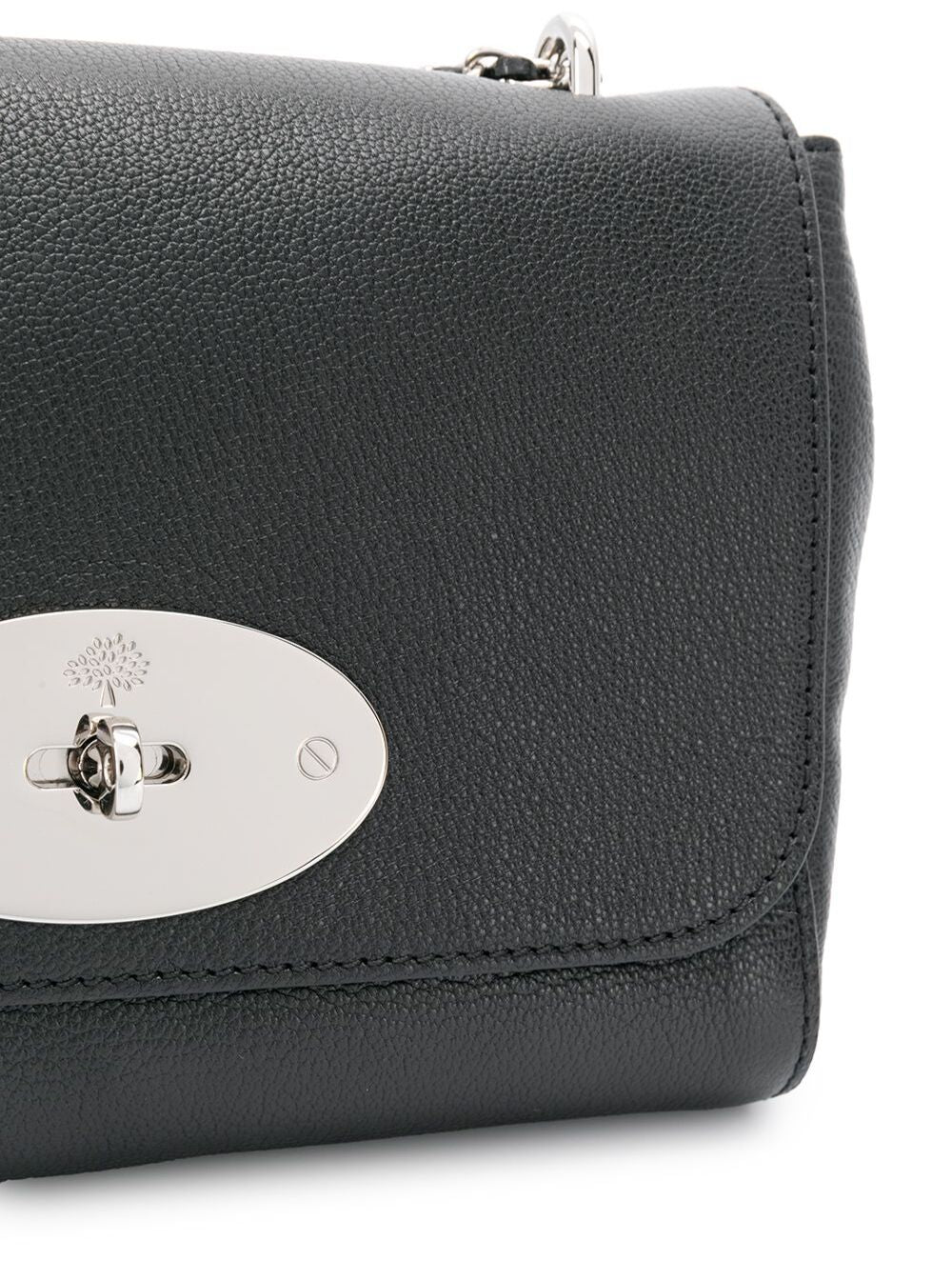 Mulberry Women 'Lily' Black Crossbody Bag With Turn-Lock Closure And Chain-Link Sliding Shoulder Strap In Leather Woman MULBERRY